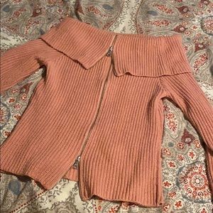 Off the shoulder sweater with zipper